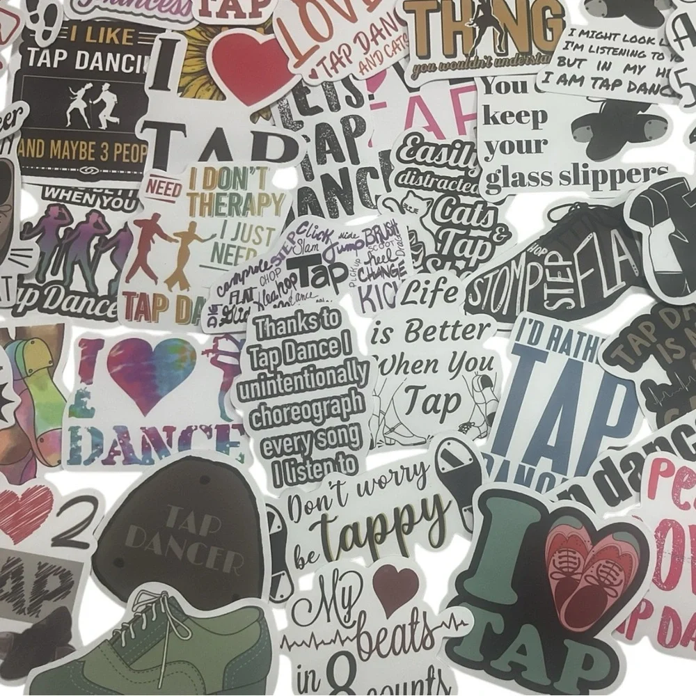 Tap Dance Stickers 100 pc. Lot Vinyl Decals Dance Quotes Laptop Water Bottle Sc